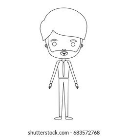 silhouette caricature groom guy in wedding formal suit with beard and mustache vector illustration