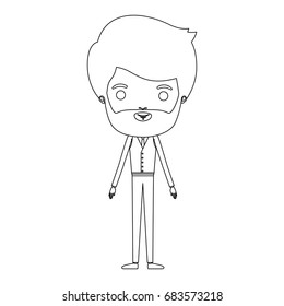 silhouette caricature groom man bearded in wedding suit vector illustration