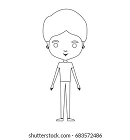 silhouette caricature thin male in clothes with hairstyle vector illustration