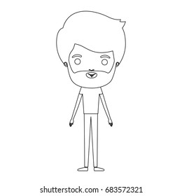 silhouette caricature thin man in clothes with long beard vector illustration