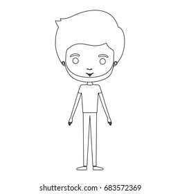 silhouette caricature thin man in clothes with medium beard vector illustration