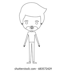 silhouette caricature thin man in clothes with beard and hairstyle vector illustration