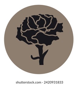Silhouette de un clavel, ícono.  Vector de fondo blanco