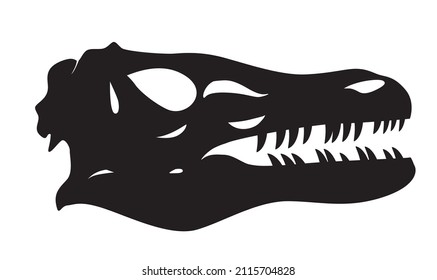 silhouette of a carnivorous dinosaur skull vector illustration