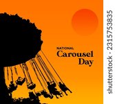 silhouette carousel with orange sunset background