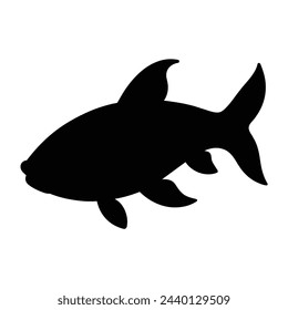 silhouette of a carp fish on white