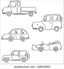 Coloring Page Cars On White Background Stock Vector (Royalty Free ...