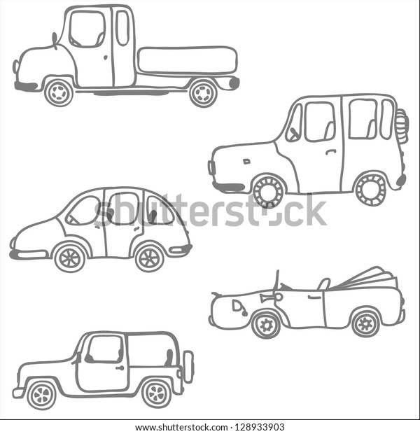 Silhouette of cars isolated on\
white