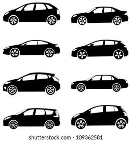 Silhouette cars on a white background. Vector illustration.