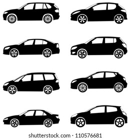 Silhouette cars on a white background. Vector illustration.