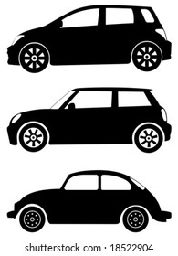 Silhouette cars on a white background. Vector illustration.