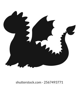 silhouette Cartoon cute dragon character. Vector illustration 