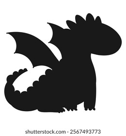 silhouette Cartoon cute dragon character. Vector 