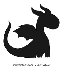 silhouette Cartoon cute dragon. Vector illustration