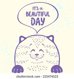 silhouette cartoon cute and funny cat with cloud of thoughts