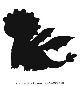 silhouette Cartoon cute pink dragon character. Vector 