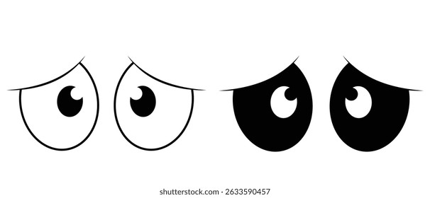 Silhouette of cartoon eyes symbol and sign. Cartoon eyes icon vector set. Cartoon eyes outline icon vector illustration.
