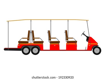 Silhouette of a cartoon golf cart on a white background. Vector 