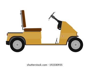 Silhouette of a cartoon golf cart on a white background. Vector 