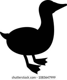 Silhouette of cartoon goose on white background