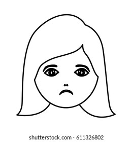 silhouette cartoon human female sad face vector illustration