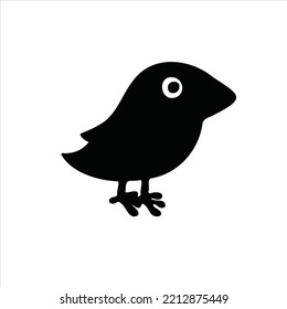 silhouette cartoon little bird sparrow, jackdaw vector illustration