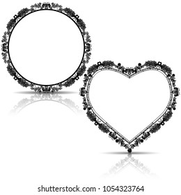 silhouette carved frame for picture or photo with shadow on white background