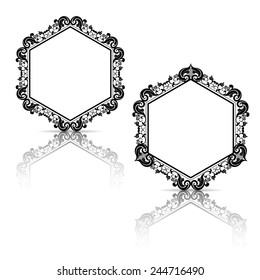 silhouette carved frame for picture or photo with shadow on white background
