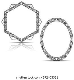 silhouette carved frame for picture or photo with shadow on white background