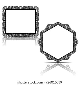 silhouette carved frame for picture or photo with shadow on white background