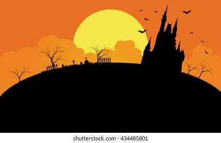 Silhouette of castle at the afternoon with