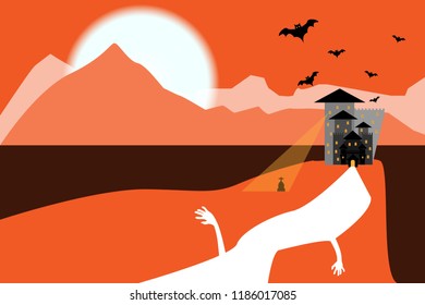Silhouette Castle in Halloween night