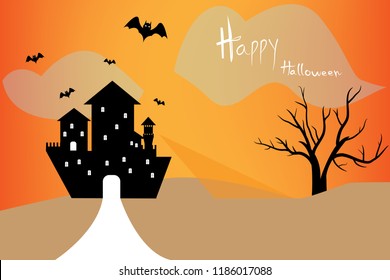 Silhouette Castle in Halloween night