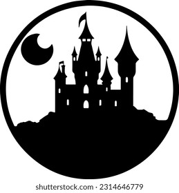 Silhouette of the castle icon in hand drawn style