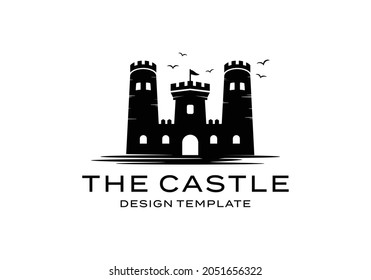 Silhouette castle logo illustration design template inspiration