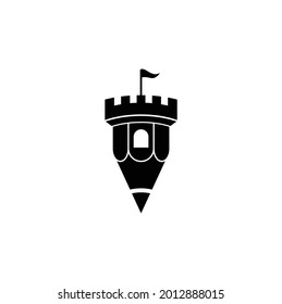 Castillo de Silhouette del Vector de Diseño de Logotipo Lápiz 