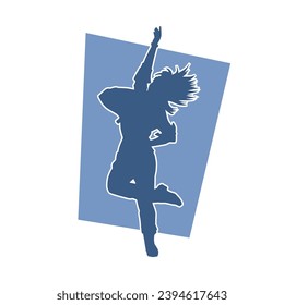 Silhouette of a casual female in a dancing pose. Silhouette of a dancer woman in action pose.