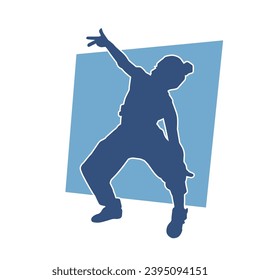 Silhouette of a casual female in a dancing pose. Silhouette of a dancer woman in action pose.