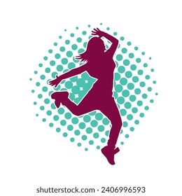 Silhouette de una mujer casual en una pose de baile. La silueta de una bailarina en acción posan.