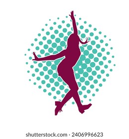 Silhouette of a casual female in a dancing pose. Silhouette of a dancer woman in action pose.