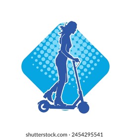 Silhouette of a casual female ride autoped or electric scooter vehicle