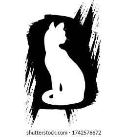 Silhouette of a cat, abstraction. Vector illustration.