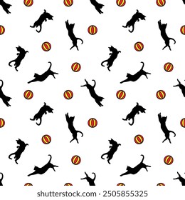 Silhouette cat background pattern seamless for wallpaper, fabric, clothing, carpet, wrapping paper, banner vector.