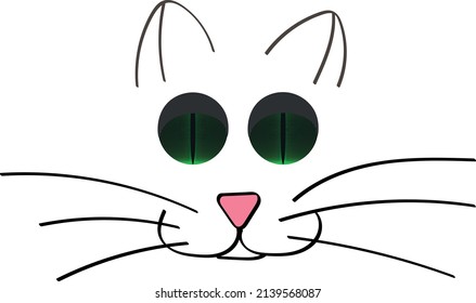 Silhouette of a cat with big green eyes
