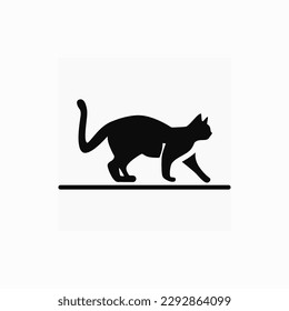 Silhouette of a cat. Black vector shadow of a cat. Symbol, icon, emblem image of a cat. Used for advertising, printing on fabric, paper, web design, grooming salon, veterinary clinic, hotel