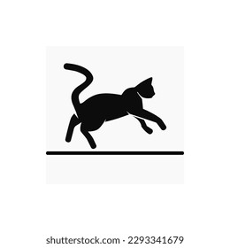 Silhouette of a cat. Black vector shadow of a cat. Symbol, icon, sign, emblem image of a cat. Used for advertising, printing on fabric, paper, web design, grooming salon, veterinary clinic, hotel