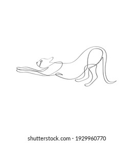 Silhouette of a cat in continuous one line. Freehand drawing, black line sketch, doodle, isolated on white background. Editable vector pet animal illustration for logo or decoration