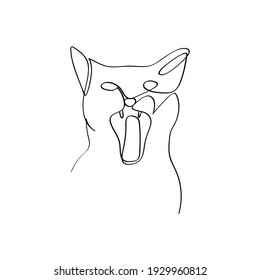 Silhouette de un gato en una línea continua. Dibujo a mano alzada, esbozo de línea negra, garabato, aislado sobre fondo blanco. Ilustración editable de animales de compañía vectorial para logotipo o decoración
