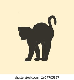 silhouette of a cat with cream background