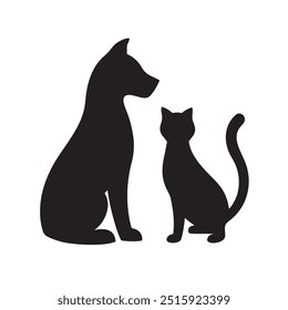 Silueta de un gato y un perro